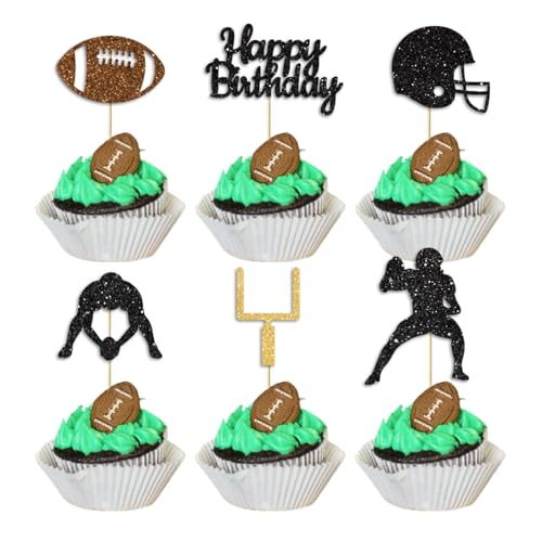 36PC Football Cupcake Toppers for Birthday
