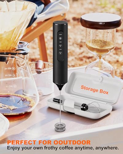 3 Speed Rechargeable Electric Milk Frother Handheld Foam Maker