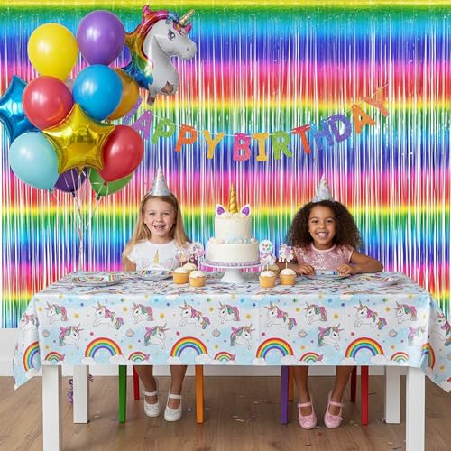 Colorful Streamers Fringe Backdrop 80s 90s Party Decorations (2 Count)