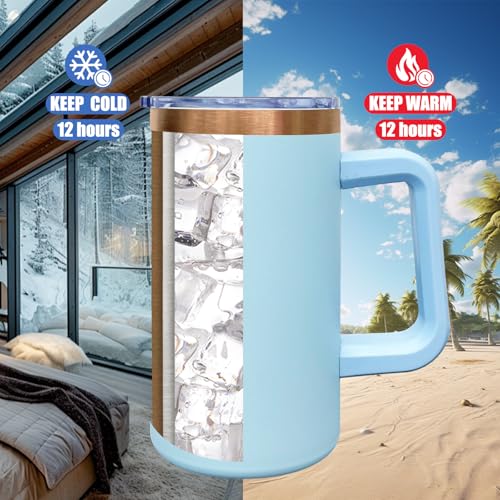 22oz Insulated Coffee Mug Bulk with Handle and Lid Sky Blue