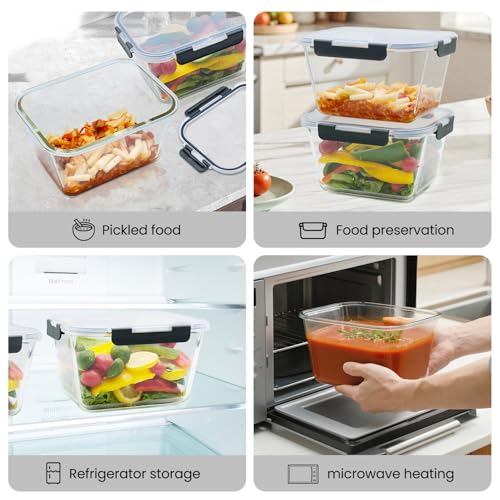 2 Pack Large Glass Storage Containers with Lids 85oz