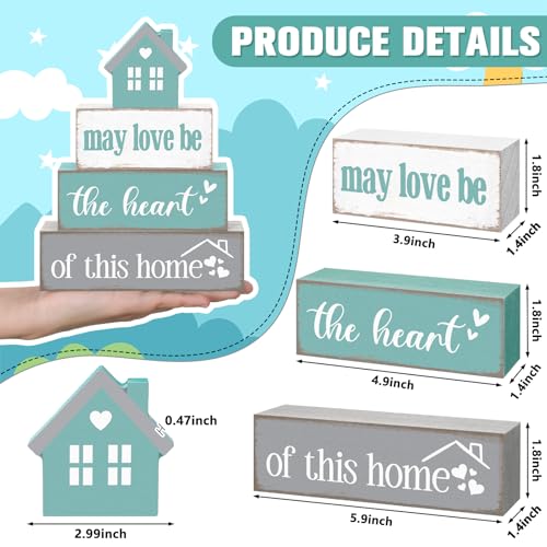 4 Pcs Farmhouse Table Decoration Rustic Sign Block (4 Count)