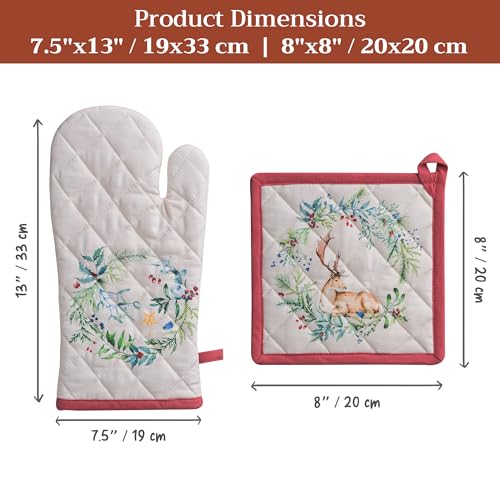 100% Cotton Oven Mitt & Pot Holder Set
