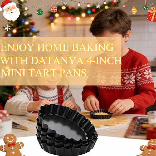 8 Pack Mini Tart Pans 4 Inch with Removable Bottom Round Nonstick Quiche Pan