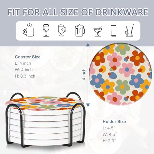 Drink Coasters Set of 6 with Holder