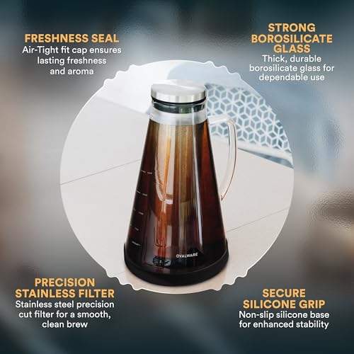 Airtight Cold Brew Coffee Maker with Tea Infuser & Spout 1.5L