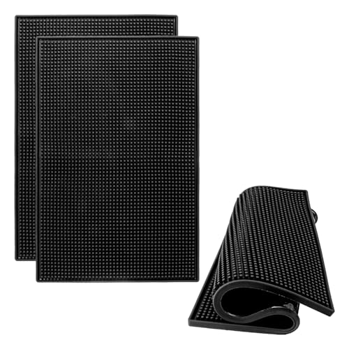 3 Pack 12 x 18 Inch Black Rubber Bar Mats (3 Count)