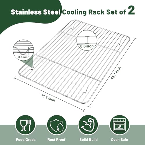 Cooling Rack 15.3” x 11.1” Stainless Steel Wire Baking Rack