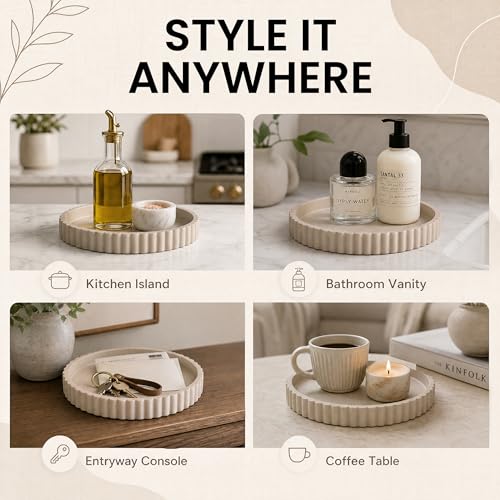 11 Inch Concrete Round Tray Home Decor for Coffee Table Decor