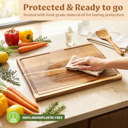 Acacia Wood Cutting Boards for Kitchen Set of 3 (3 Count)