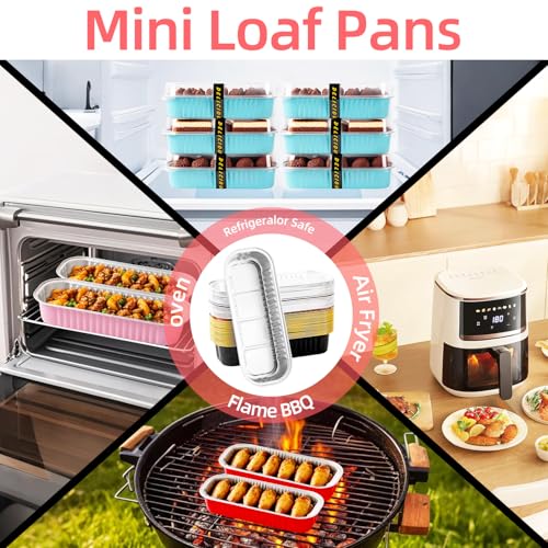 120 Pcs Mixed Color Mini Loaf Pans with Lids and Spoons (30 Count)