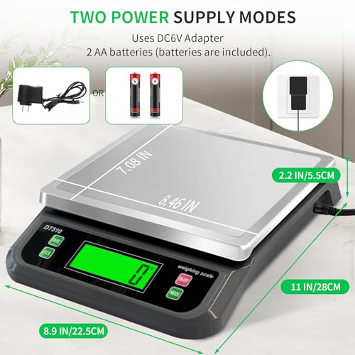 Large Digital Kitchen Scale40kg Stainless Stee with 6 Unit Tare PCS Funtion