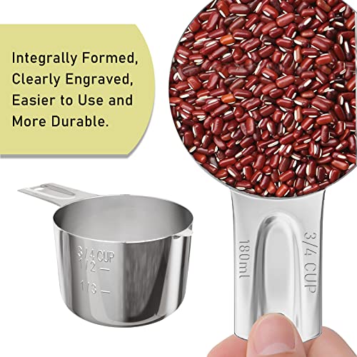 2PCS 3/4CUP(180ml, 6oz) Measuring Cup, 18/8 Stainless Steel Measure Scoop