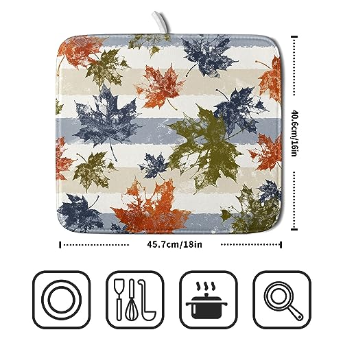 Autumn Colorful Maple Leaves Dish Drying Mat for Kitchen Counter