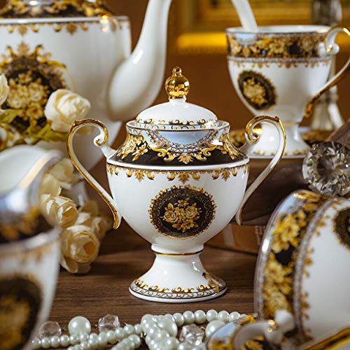Ceramics Coffee Cup Saucer Set with 21 Pieces Home Porcelain Tea Set with Dish and Teapot European Classical Style Tea Cup and Saucer Set