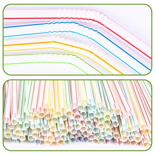 8.3" Flexible Bendy Disposable Drinking Straws (300 Count)