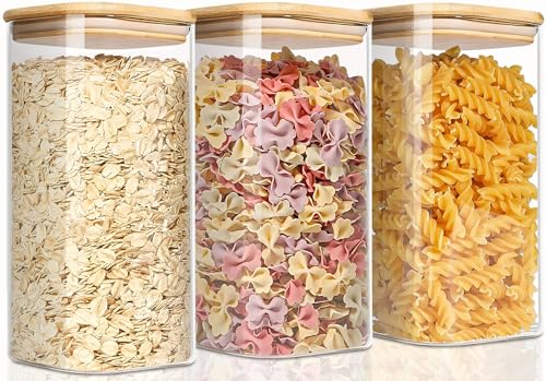 1.6Qt Square Glass Jars (3 Count)