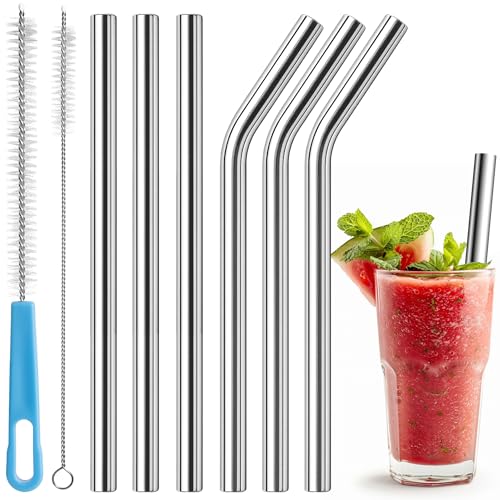 0.4" Extra Wide Stainless Steel Reusable Straws for Smoothie