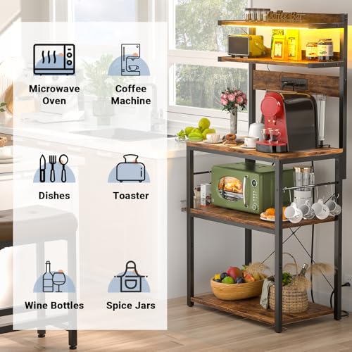 Bakers Rack with Power Outlet & RGB LED