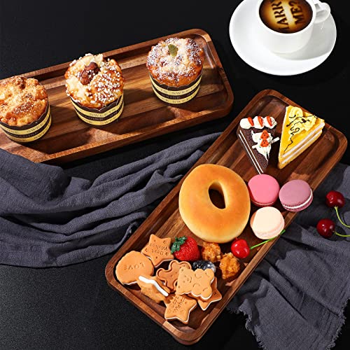 5 Pack Solid Acacia Wood Serving Trays for Food (5 Count)