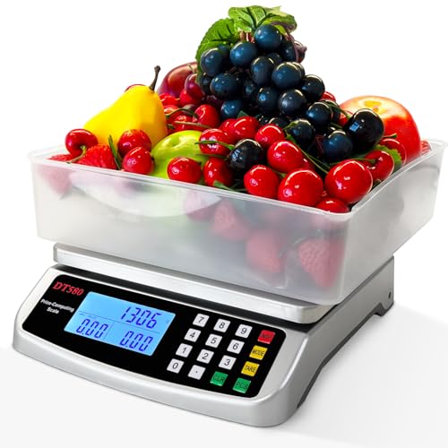 110lb 50kg Food Scale Digital Kitchen Scale with Tray Large LCD Display 304 Stainless Steel Commercial Price Computing Scale Counting Scale for Baking Cooking Meat Industry Counting Adapter Included (2.2 Count)