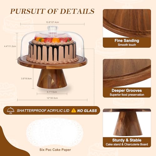 Cake Stand with Clear Acrylic Dome Lid