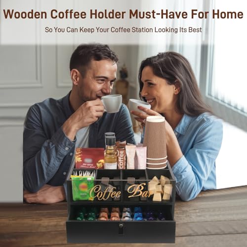 2 Tier Coffee Bar Organizer with Clear Acrylic Top