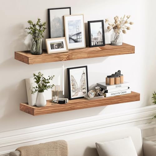 Solid Wood Floating Shelves (2 Count)