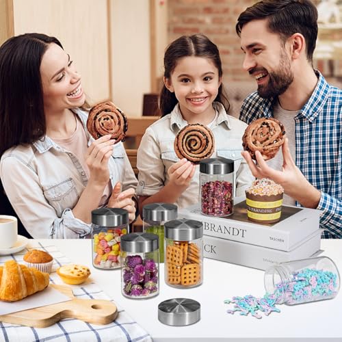 Glass Spice Jar Coffee Sugar Container Airtight Glass Jar Food Storage Canisters Bottle for Kitchen Seasoning Tea Herb Overnight Oats Bar Parfait Snacks