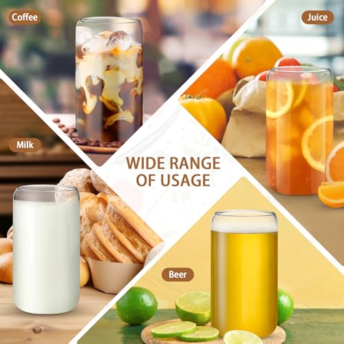 16 OZ Glass Cups with Lids and Straws 20 Pack Can (20 Count)