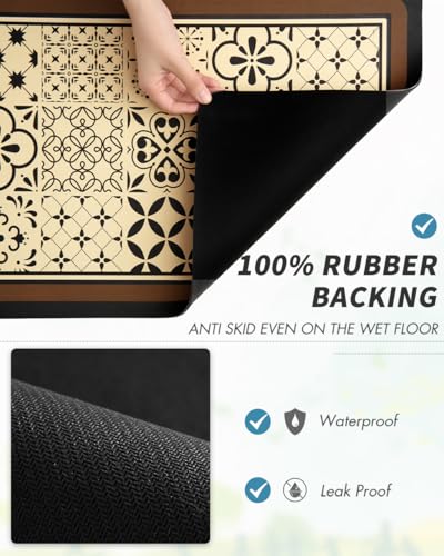 Coffee Mat Hide Stain Rubber Backed Absorbent Dish Drying Mat for Kitchen Counter