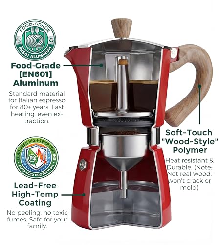 Moka Pot Stovetop Espresso Set & Cuban Coffee Maker 6 (10.2 Ounce)