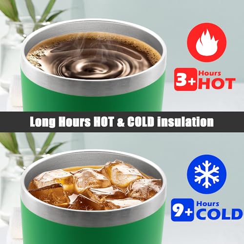 20oz Tumbler Insulated Coffee Tumblers with Lid Stainless Steel Green 8P (8 Count)