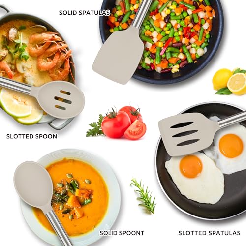 Kitchen Utensils Set Silicone Kitchen Utensils Set for Nonstick Cookware Perfect for Baking and Mixing (4 Count)