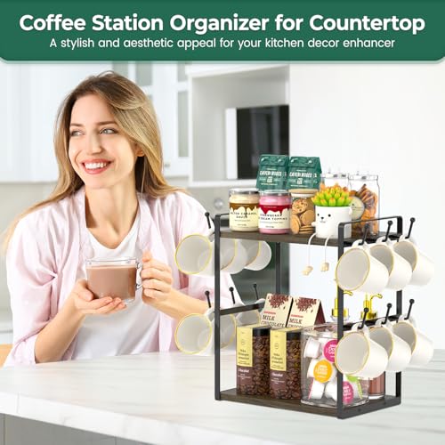 Coffee Station Bar Organizer Mug Holder Stand Countertop