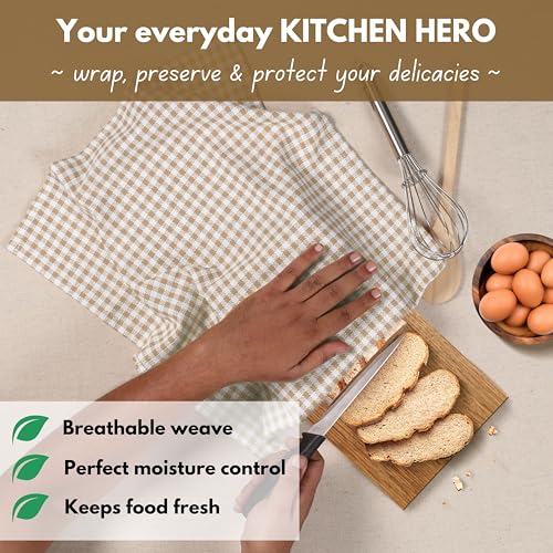 Beige Gingham Kitchen Dish Towels 4 Pack 16"x26"