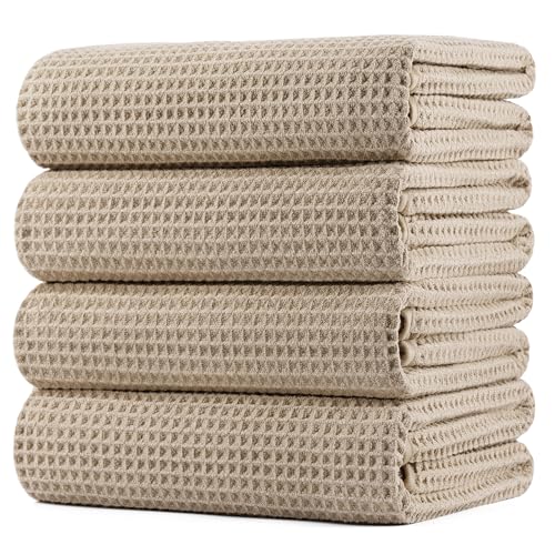 430 GSM Poly Blend Microfiber Quick Dry Waffle Bath Towel (4 Count)