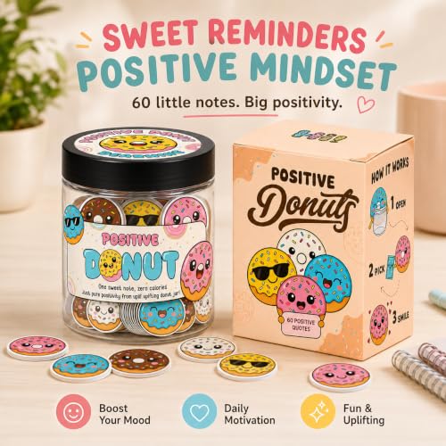 Positive Donut Jar with 60 Affirmation Cards