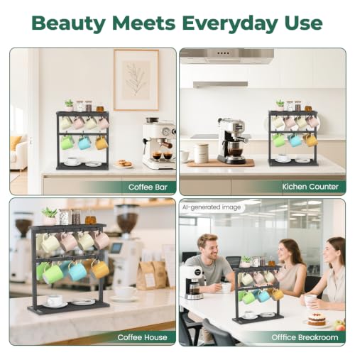 Coffee Mug Holder Cup Tree Rack for Coffee Bar Countertop
