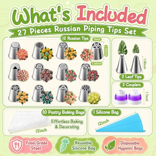 27 Pieces Russian Piping Tips Set