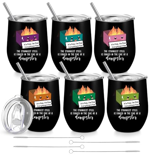 6 Pcs Coworker Gift Dumpster Fire Tumbler with Straw Lid (6 Count)