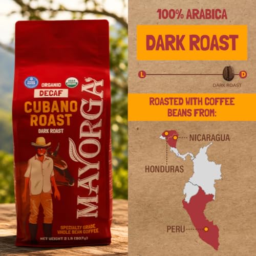 Decaf Coffee 2lb Bag Dark Roast Organic Swiss Water Decaffeinated Cubano Roast Coffee (32 Ounce)