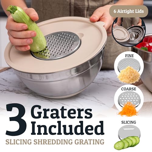6Pc Stainless Steel Mixing Bowls with Lids Set