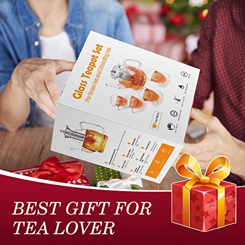 Tea Pot Set 1200ml Glass Teapot with 4 Glass Teacups