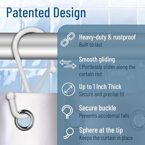 12 Decorative Metal Shower Curtain Hooks (12 Count)