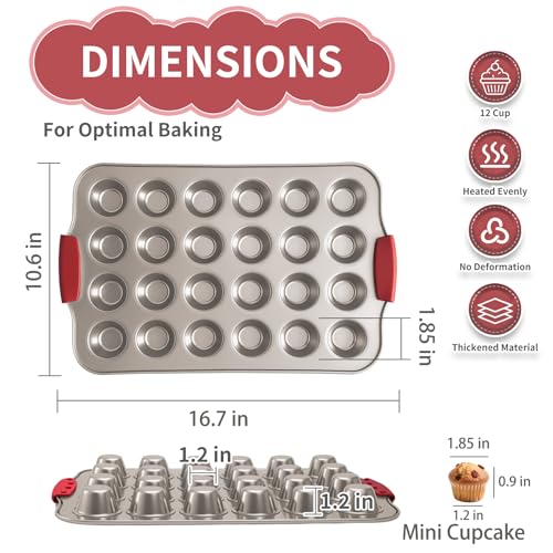 24 Cup Mini Cupcake Pan with Silicone Handles (2 Count)