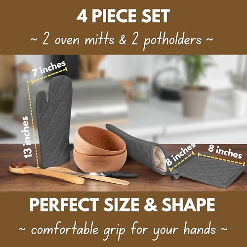 Farmhouse Oven Mitts and Pot Holders Set of 4 (4 Count)