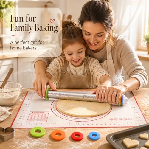 Adjustable Stainless Steel Rolling Pin & Non