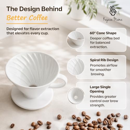 Ceramic Pour Over Coffee Dripper V02 Manual Brewer White