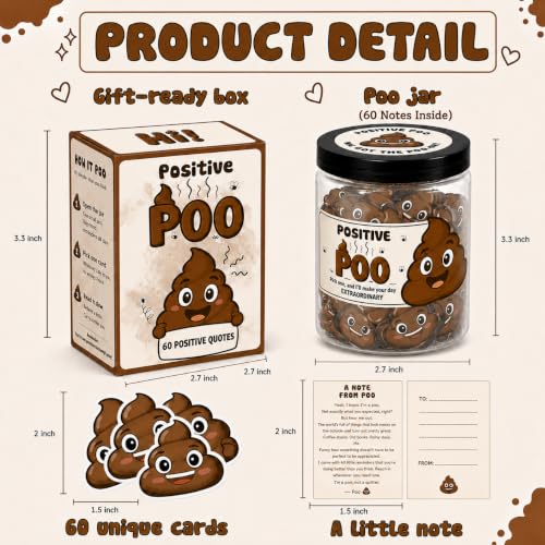 Positive Poo Jar with 60 Affirmation Cards (5 Count)